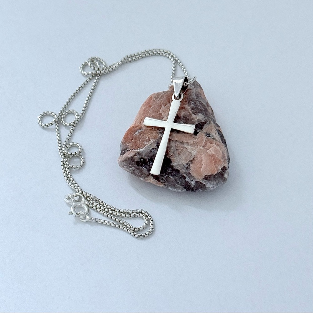 Sterling Silver Unisex Cross Necklace, Religious Jewelry, Christian Chain